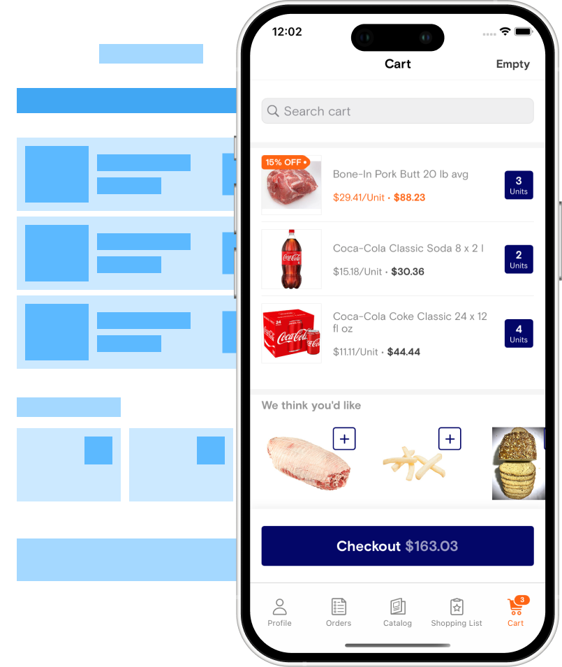 Food app dev mockup
