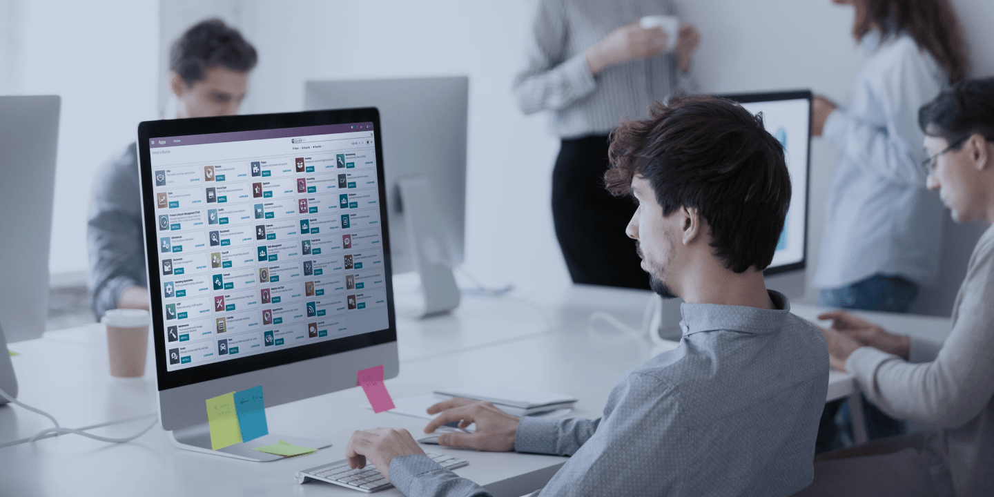 Odoo Consulting Background with Desktop