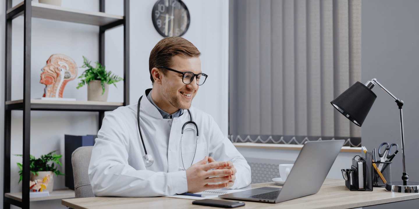 Telemedicine App Development Background with Man