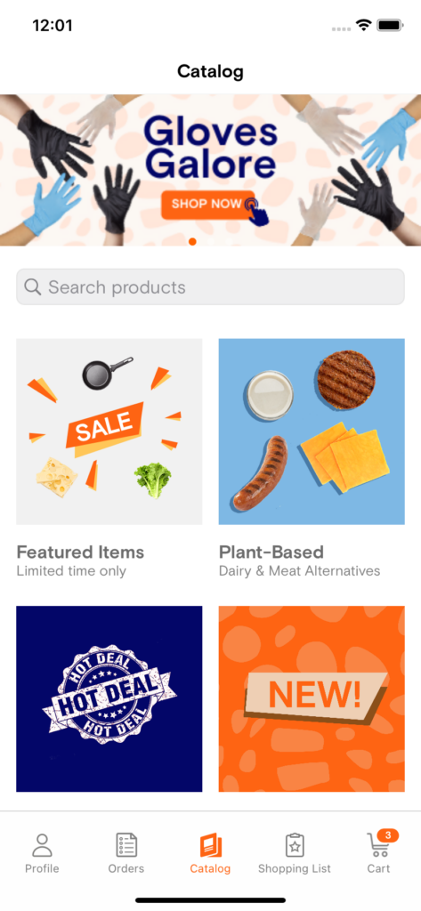 Product catalog interface