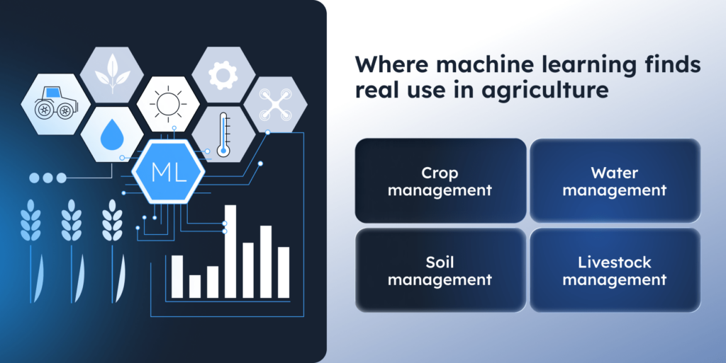 Machine learning use cases in agriculture: crop, soil, water, and livestock management